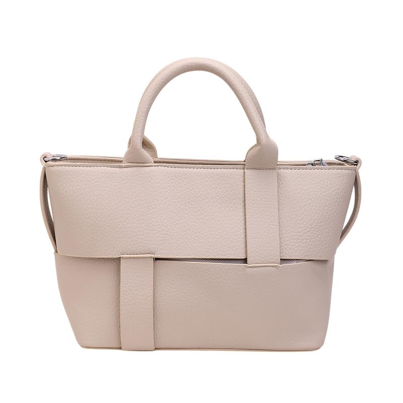 Haute Sauce Women's The Interweave Hand Bag For Casual Wear | Ecru White Colour | One-Size| Zipper Closure | Vegan Leather Material | Detachable Sling | Handbag For Woman & Girls 4