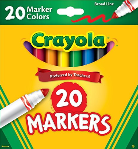 Crayola Broad Line Markers 20 Count - Includes 10 Classic Crayola Colors and 10 Assorted Crayola Marker Colors