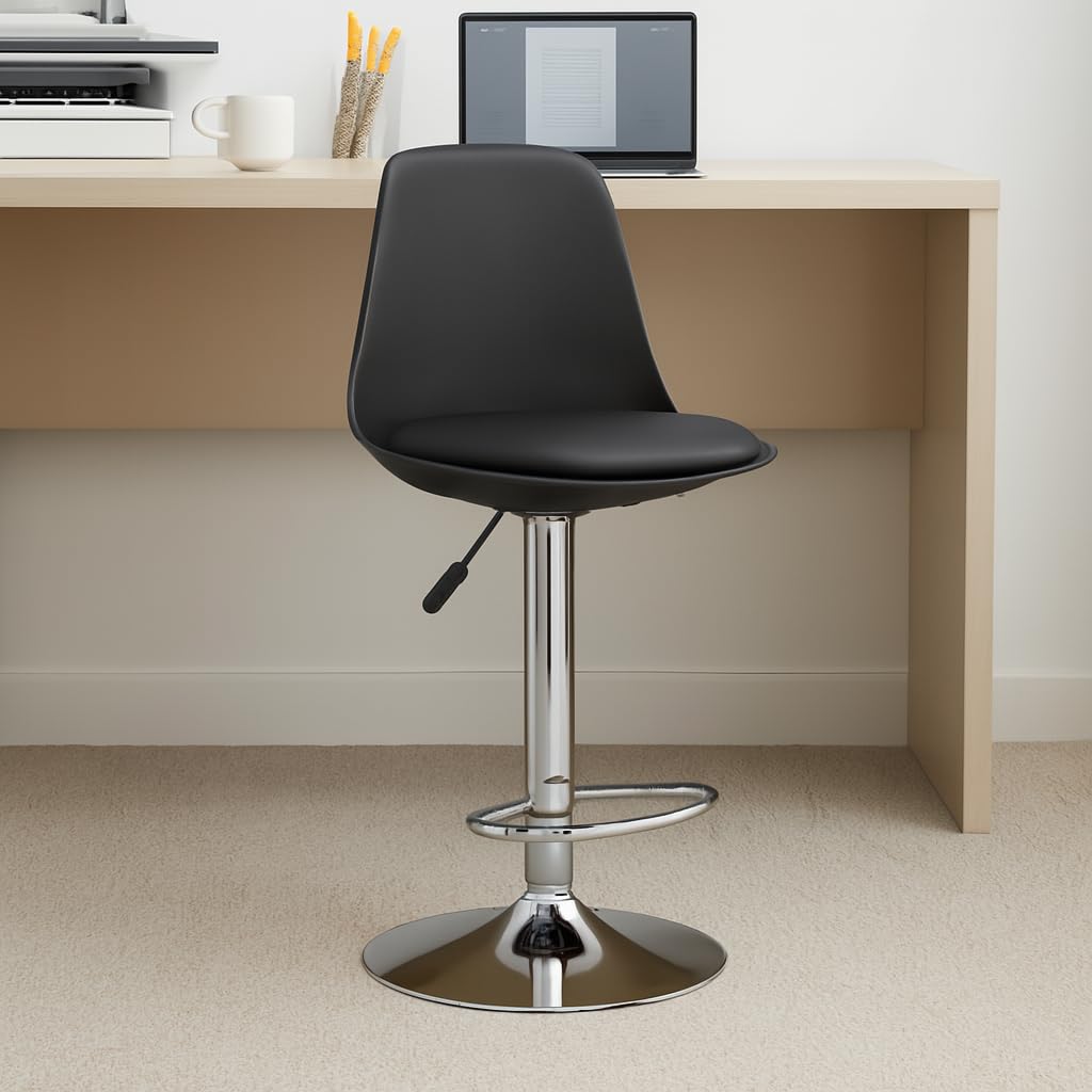 Nityam Metal Bar Stool Chair Adjustable for Kitchen Home Office Cafeteria Bar Cafe Dining Office Shops (Color-Black)-image-8