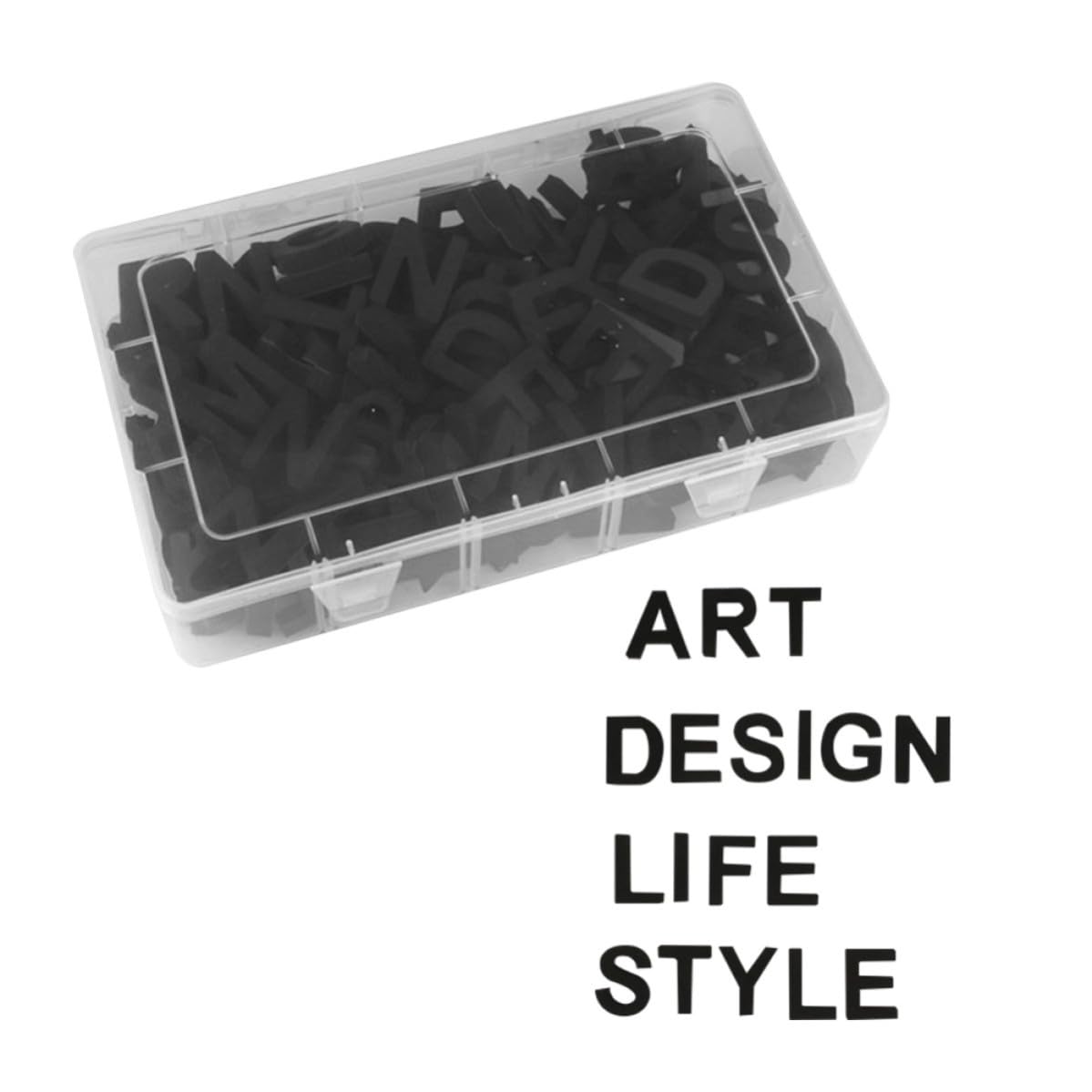 124 Piezas Letras Magnéticas Negras de Eva para Nevera con Caja, Imanes Educativos, Herramienta de Aprendizaje Temprano y Decoración Práctica para Refrigerador