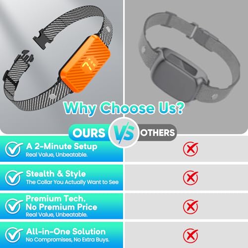Dog Bark Collar for Large Medium Small Dogs, Effective No-Bark Collar, Smart Barking Collar, Rechargeable Bark Collar with 7-Level Sensitivity, 3 B & V Modes, Waterproof, Neon Orange - Image 6