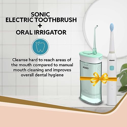 AGARO Cosmic Sonic Toothbrush Lite White & Ultra Portable Oral Irigator 200 ML Black, Combo - Image 2