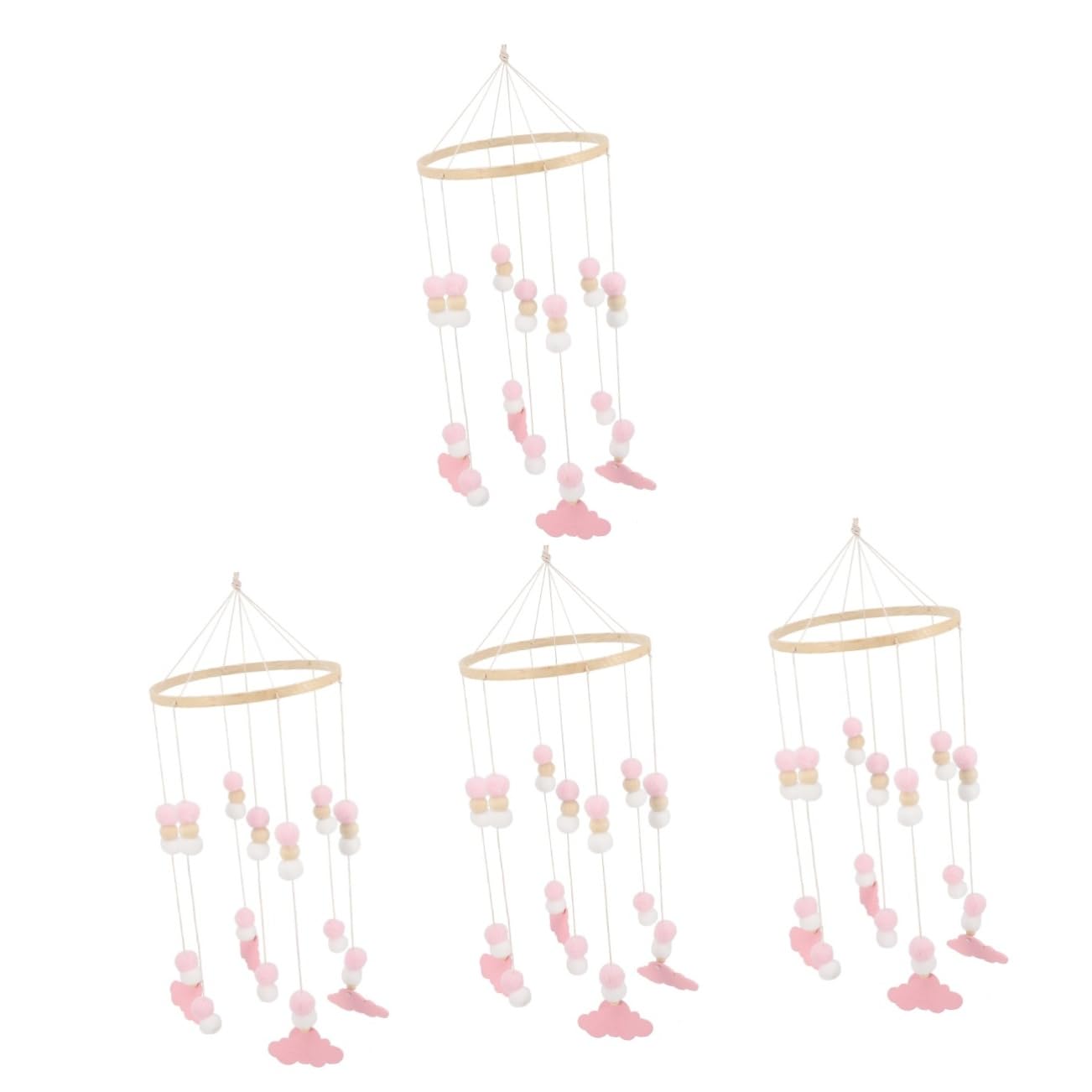 BESTonZON 4piezas Móvil De Con Adornos De Fieltro y Perlas De Madera Campanilla Para Habitación Infantil Decoración De y Cochecito Para Bebés Diseño De y Estrellas