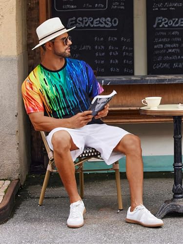 Mens Short Sleeve Vintage T Shirt Summer Irregular Graphic Tops Tee Casual Short Sleeve Shirts Top3