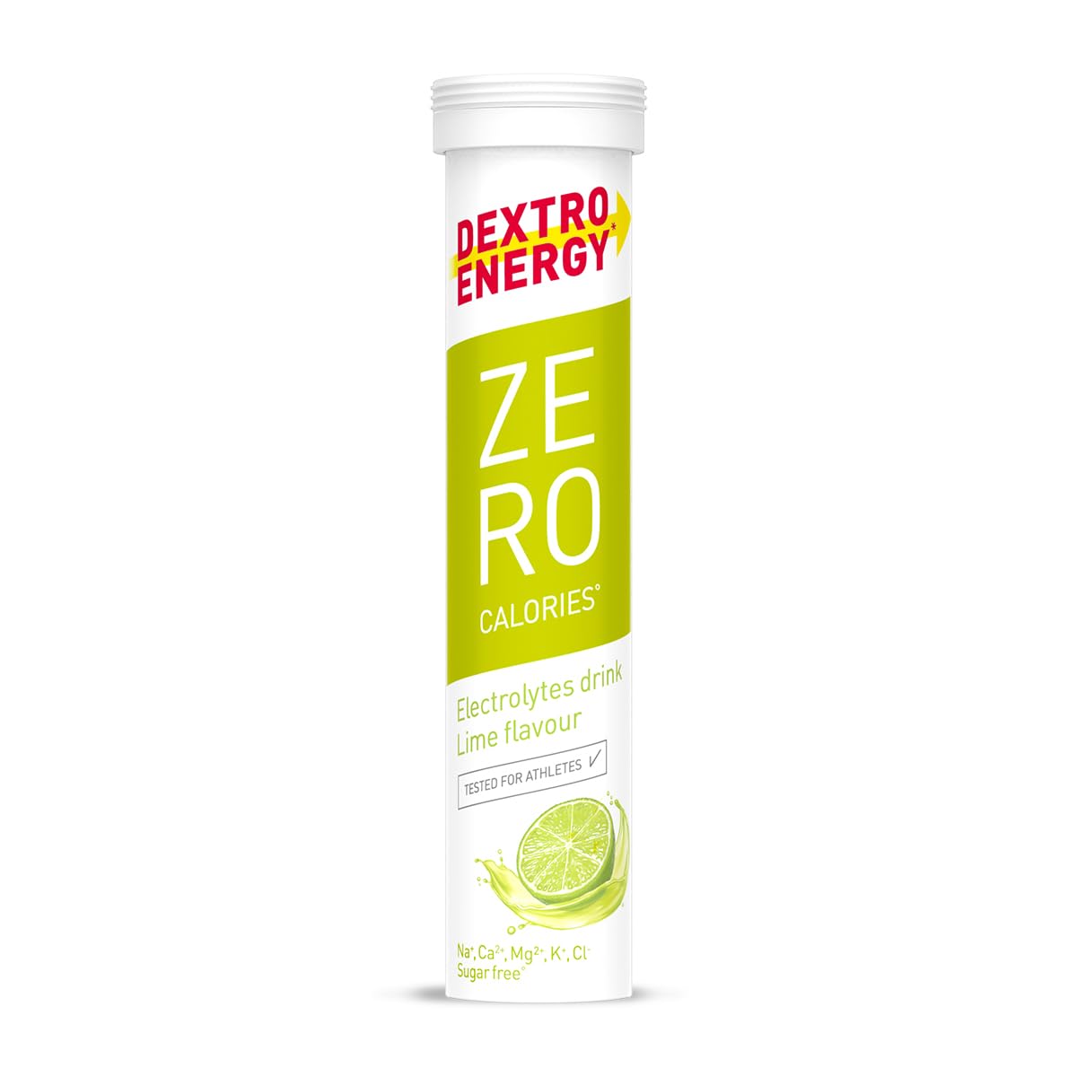 Dextro Energy Zero Calories Elektrolyte ohne Zucker Lime - 12x20 Brausetabletten (12er Pack) - Zusatz von Natrium, Magnesium, Chlorid, Calcium und Kalium für Elektrolyt Getränke
