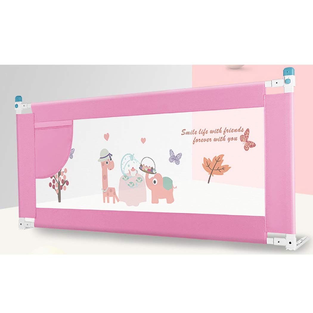 Barrera de cama plegable vertical de 180cm con deflector rosa anticaída