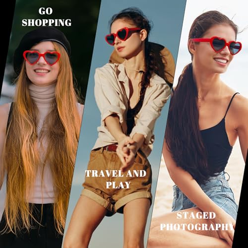 Heart Shaped Sunglasses, Bachelorette Party Cool Sunglasses 4 Pack, Colorful Plastic Funky Sunglasses Party Favors4