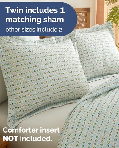 Image of Duvet Cover Twin /TXL Size Set - Extra Soft Floral Duvet Cover 68 x 90 with 1 Pillow Sham - Comfy, Breathable Floral Bedding Set - Hotel Luxury & Fade Free with Zipper Closures & Ties - Talavera Garden