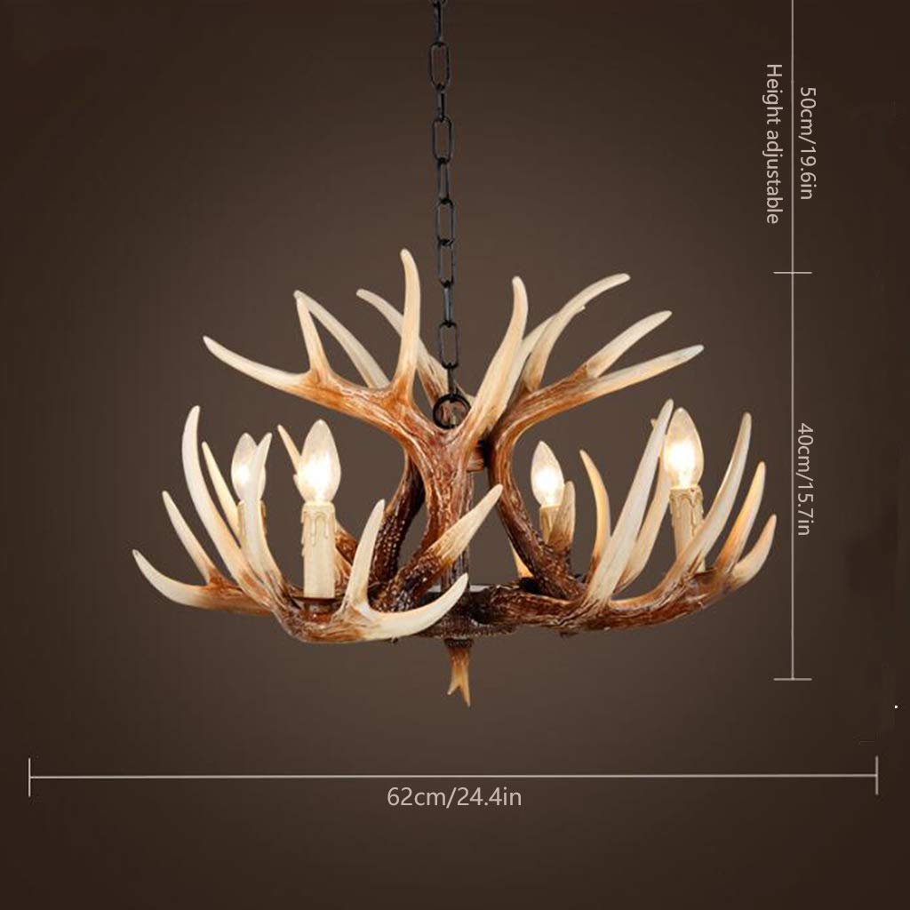 Acheter Lustre En Bois De Cerf, Décoration De Salon, Salle à Manger, Lustre En Résine Noire