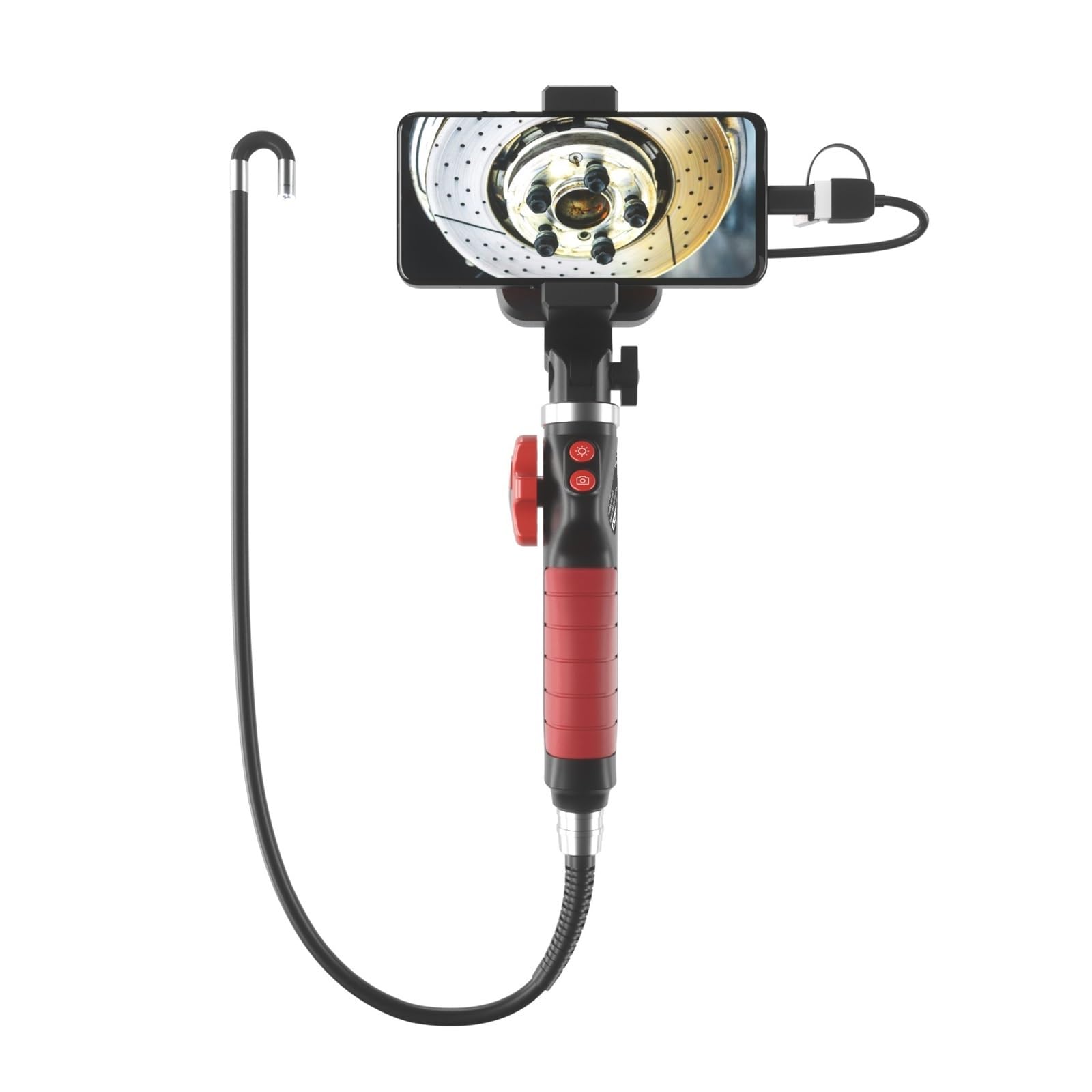 Sewer Camera, 2MP 1080P 2Way Articulate 180Degree Rotation Steering Industrial Endoscope for Smart Phone Inspection Microscope Camera(with Tool Box)
