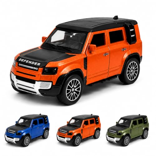 Image of 1:32 Scale Defender Die-Cast Metal Model Car with Pull Back Action, Openable Doors, LED Lights & Music, Alloy Collectible SUV Toy Car for Kids Boys Girls, Birthday Return Gift
