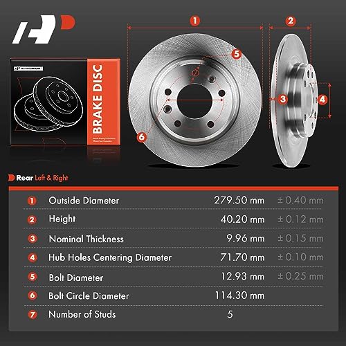 A-Premium 11.00 inch (280mm) Rear Solid Disc Brake Rotors, 2-Pack by A-Premium - Used condition - Image 5