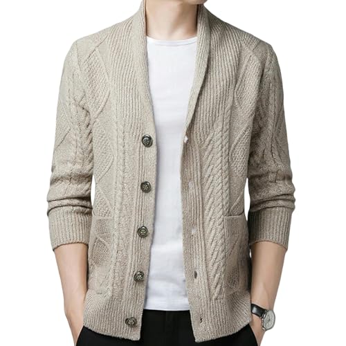 Men's Autumn Long Sleeve Korean Style Casual Solid Color Slim Fit Trendy Knit Cardigan