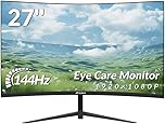 CRUA 27 Inch Curved Monitor 1080P Full HD, 100Hz/120Hz/144Hz Computer Screen with HDMI VGA, Eye Care, Tilt Adjustable, VESA Mount, for Gaming and Office Use