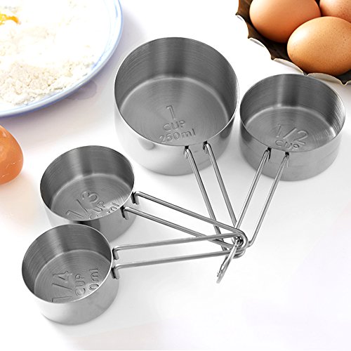 image for Homestia Stainless Steel Measuring Cups and Spoons Set of 8 Pcs Baking