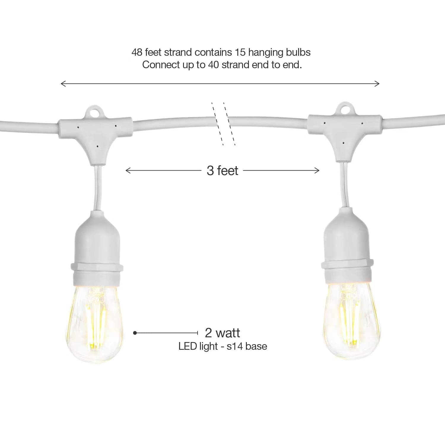 Mu 30M Lichterkette Außen, Outdoor Erweiterbar Auf 1000W, (3 * 10) Lampenhalter E27 Wetterfest Ip65, lichterkette außen strom Deko für Gartenparty Hochzeit Garten Hochzeit|3 * 10M, Weiss