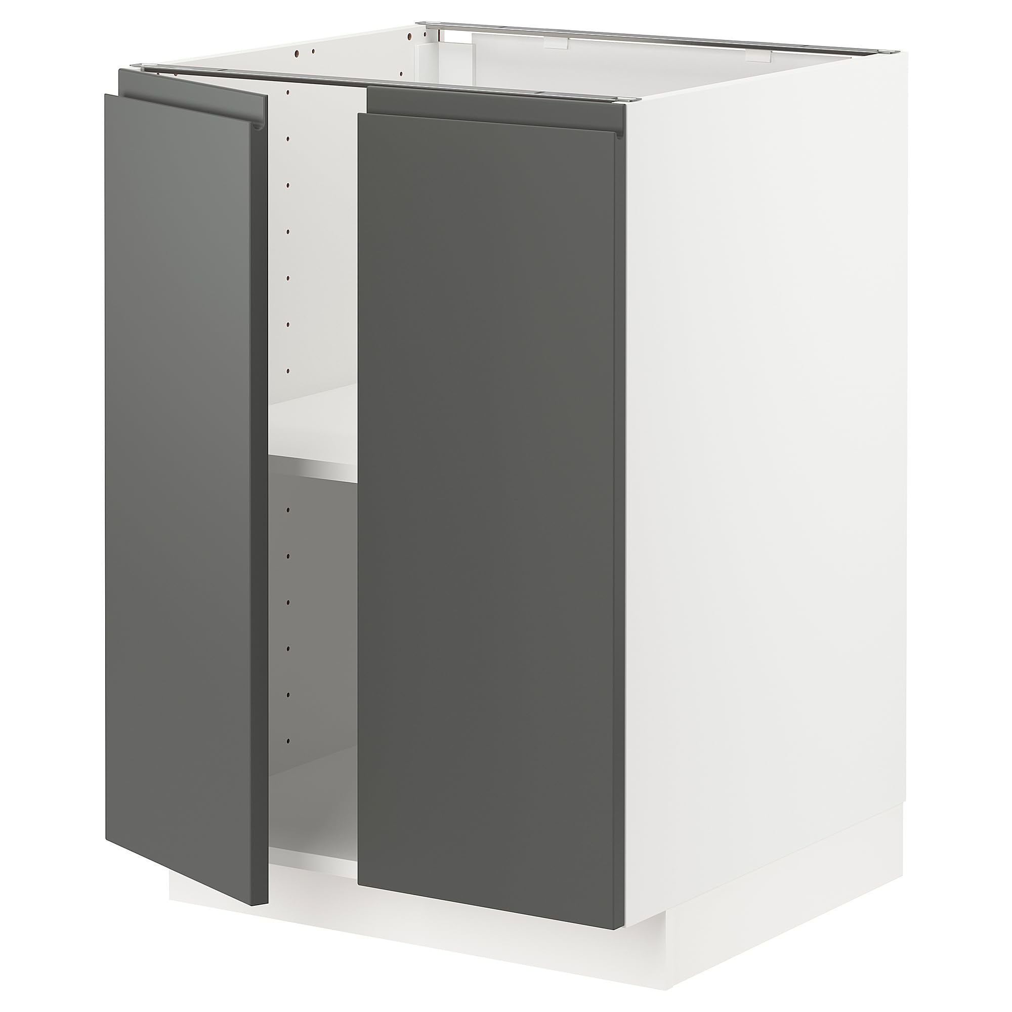 Meuble bas METOD ProTuning cuisine étagères 2 portes blanc gris foncé 60x60