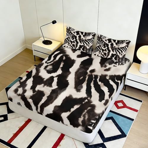 Drap housse zèbre microfibre imprimé 3D grande profondeur 25cm - 5