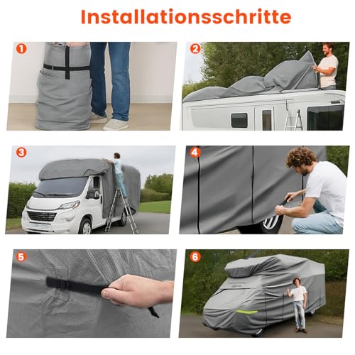 MRWIZMS telo copri camper, copertura roulotte: Telo copri camper di alta qualità, durevole e resistente all’usura offre una protezione solida per il tuo camper. facile da montare e smontare. - 7