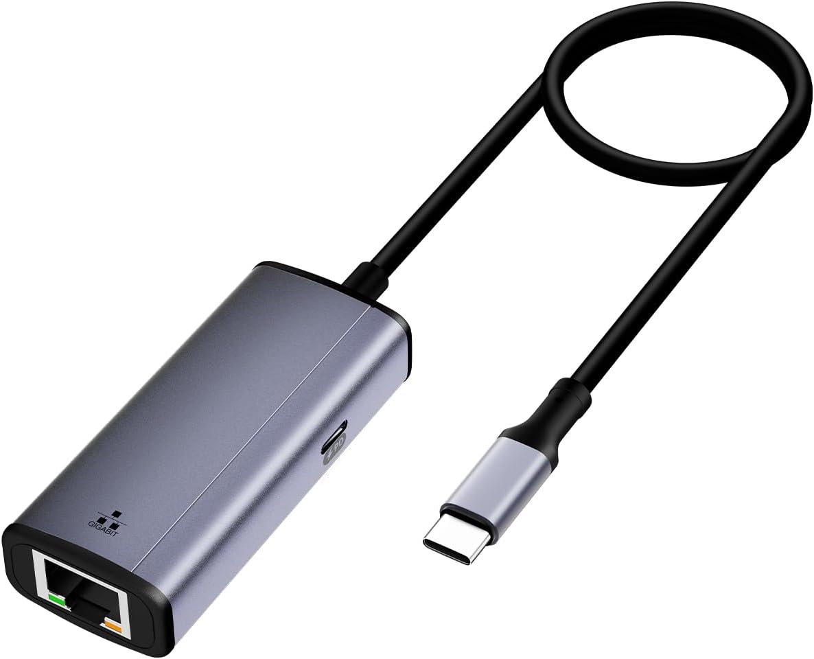 IVSHOWCO 2 in 1 USB-C to Ethernet Gigabit Adapter with 100W Charging Port, USB C to RJ45 Ethernet LAN Network Adapter Compatible with iPhone 15 Pro/Max, MacBook Pro/Air 2023, iMac