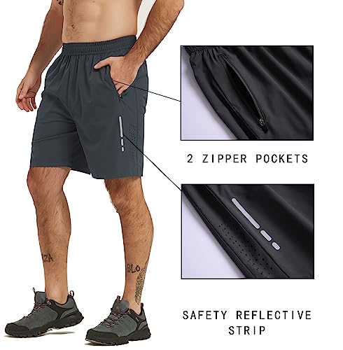Men's Athletic Hiking Shorts 7" Quick Dry Lightweight Active Workout Running Gym Sports Shorts with Zipper Pockets4