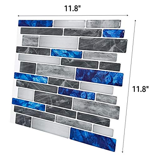 Art3d 10-Sheet Premium Self-Adhesive Kitchen Backsplash Tiles in Marble, 12