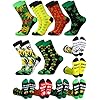 Skicuff 6 Pairs Novelty Leaf Socks for Men 420 Leaf Funny Flowers Cotton Crew Socks Green Pot for Adult Christmas 420 Gift