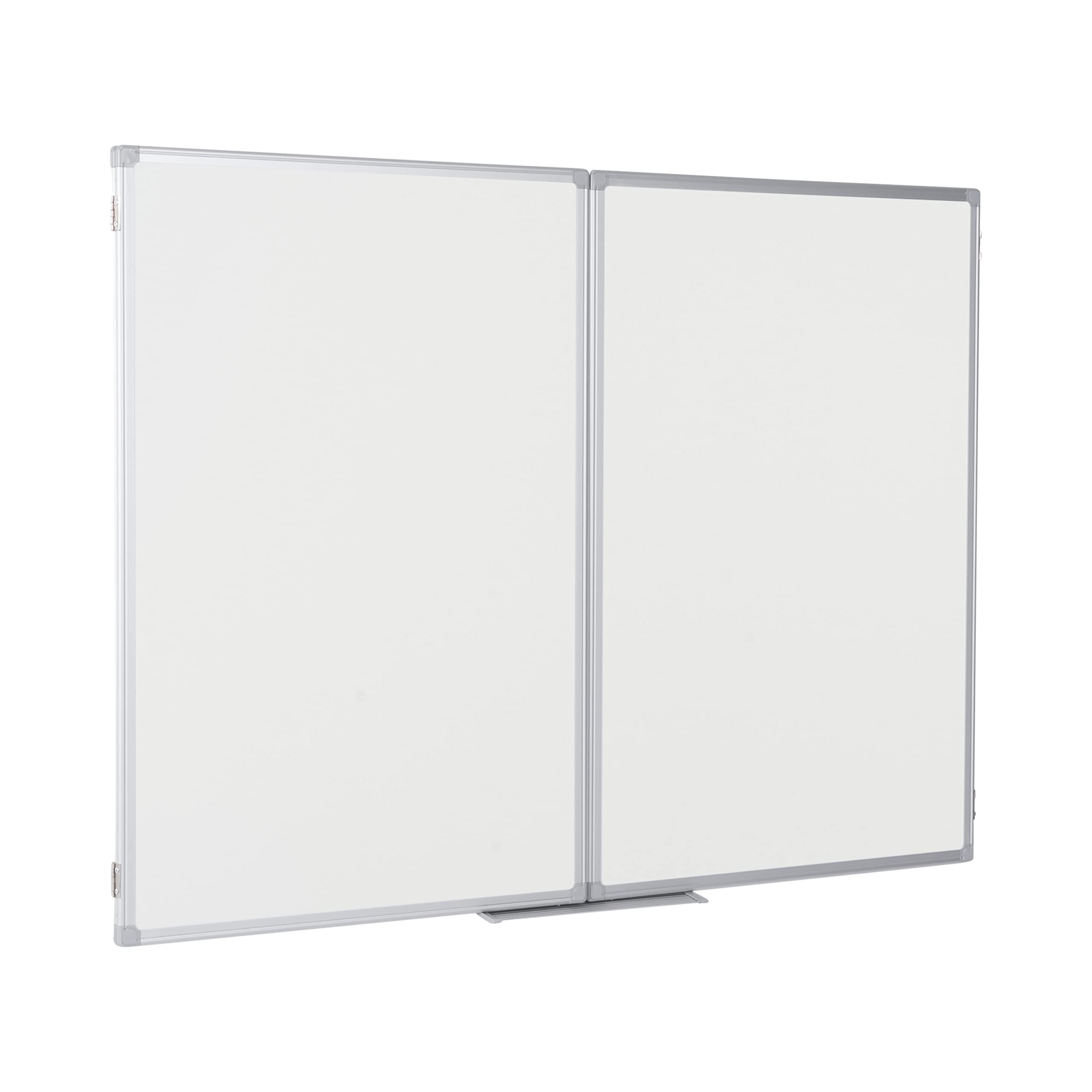 Bi-Office Earth - Tableau Blanc Triptyque Magnétique, Surface Émaillé avec Cadre en Aluminium, 90 x 60 cm Fermé/180 x 60 cm Ouvert