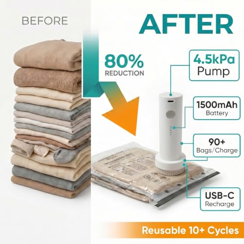 Yobobo Vacuum Seal Bags for Clothing Travel with Cordless Pump 9-Pack - image 5