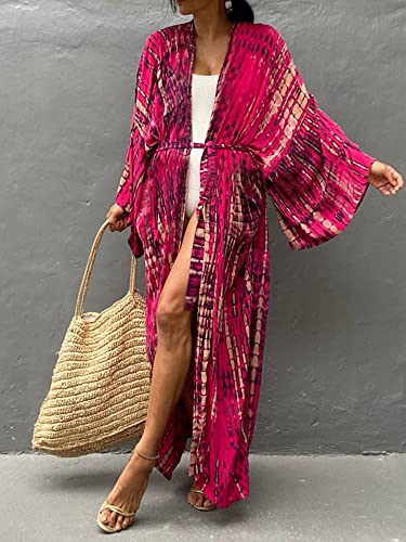 Chunoy Women Loose Long Flowy Open Front Kimono Cardigan Beach Wear Cover Up2