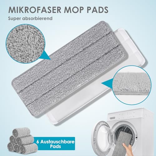 OZD Wischmopp Set mit Eimer, Bodenwischer Set mit Auswringfunktion, Flachmopp mit 141cm...