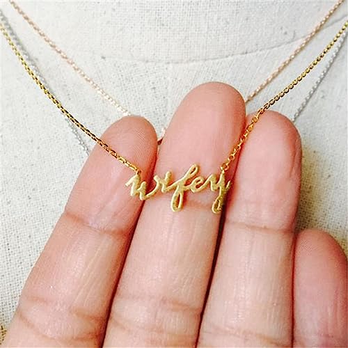 Stylish simple wifey necklace wifey wife English letter pendant clavicle chain2