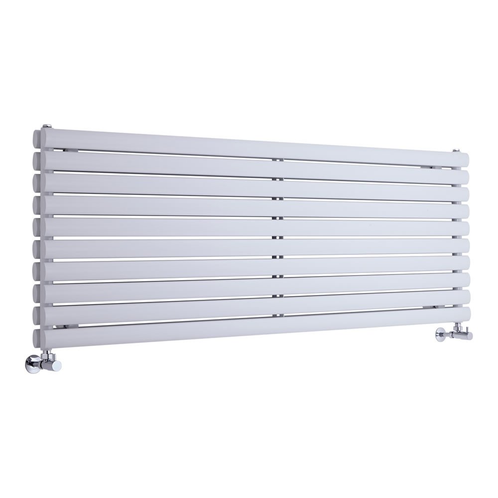 Milano Aruba White Horizontal Double Oval Panel Radiator - 590mm x 1600mm