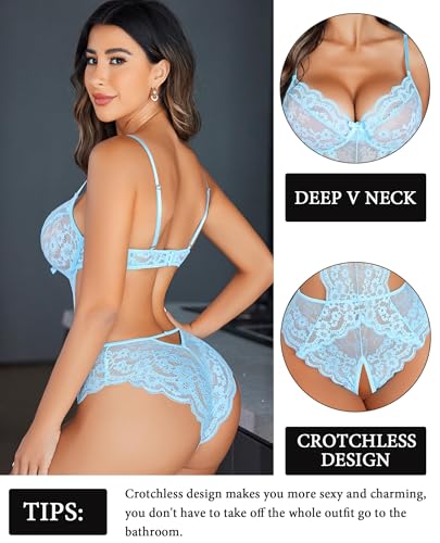 Image of Avidlove Women Lingerie Lace Bodysuit Teddy Lingeries V Neck Cut Out One Piece Mini Babydoll