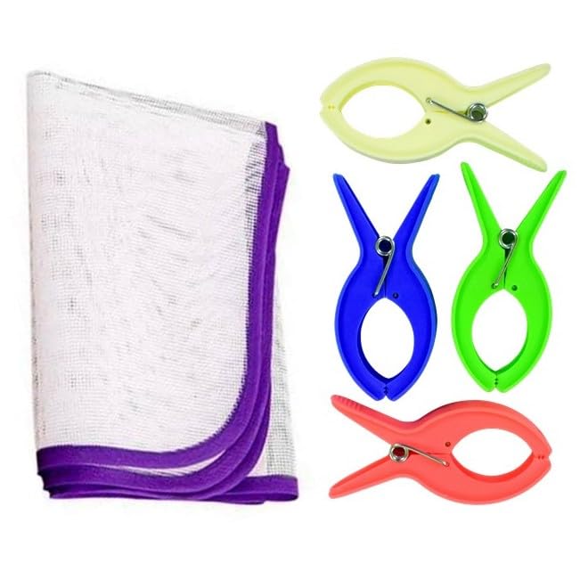 Prabhas Designs Saree Pre-Pleating 4-inch Clips 4 nos and Ironing Protection Mat 1 no Combo | Multicolour - Saree Draping Big Clips | Mesh Type Ironing Clothes Protection-image-33