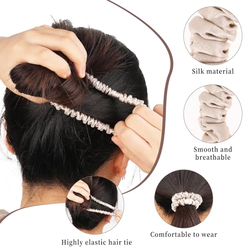 Giantree 5 Pcs Pure Mulberry Silk Hair Ties - 19 Momme Skinny Scrunchies for Sleep No Damage Ponytail Holders for Women and Girls - Image 4