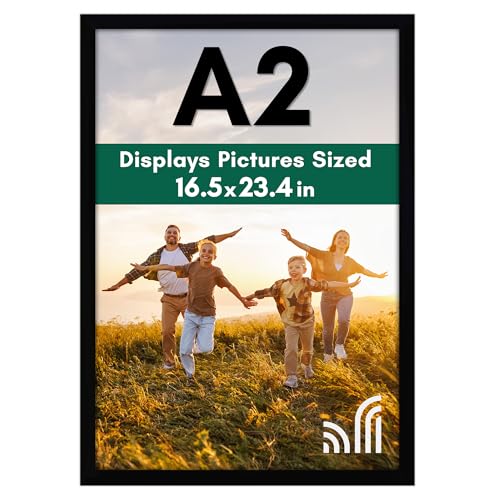 Americanflat A2 Picture Frame with Polished Plexiglass - 16.5x23.4 Frame with Engineered Wood - Signature Collection - A2 Frames for Wall Display - Black
