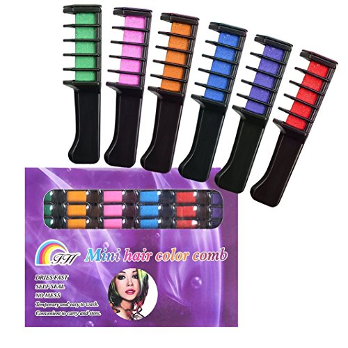 Hair Chalk Comb, DMDG Metallic Glitter Temporary Hair Edge Paint for Adults Kids & Children – Boys and Girls Perfect Gift Idea (6 PCS)