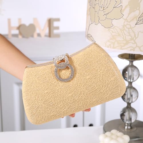 Image of Dreubea Women's Fashion Evening Bag Rhinestone Decrated Clutch Handbag with Chain