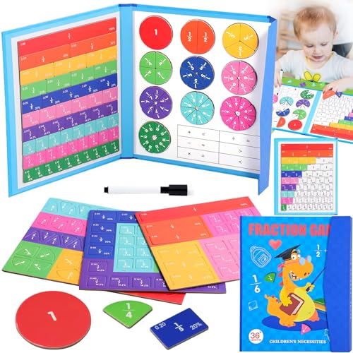 Magnetischer Bruchscheiben,Magnetische Bruchfliesen,Demonstrator Magnetische,Bruchkreise FüR Kinder,Bruchrechnen Montessori-Material,Interaktives Regenbogen Fliesen Set für Homeschool.
