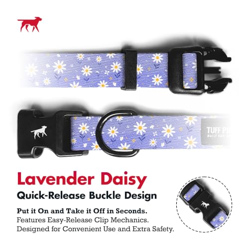 Image of Tuff Pupper Premium Adjustable Dog Collar, Stylish Pattern Collars Designed in USA, Quick Release Buckle, Lavender Daisy XL (1.25 Inch Wide x 20-30 Inch Neck)