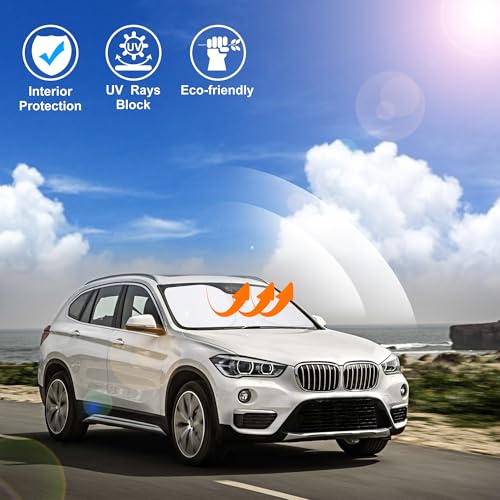 Image of Windshield Sun Shade Custom Fit for 2016-2022 BMW X1 F48 Accessories Foldable Sunshade Sun Blocker Protect Car from Sun Rays & Heat Damage Keep Car Cooler