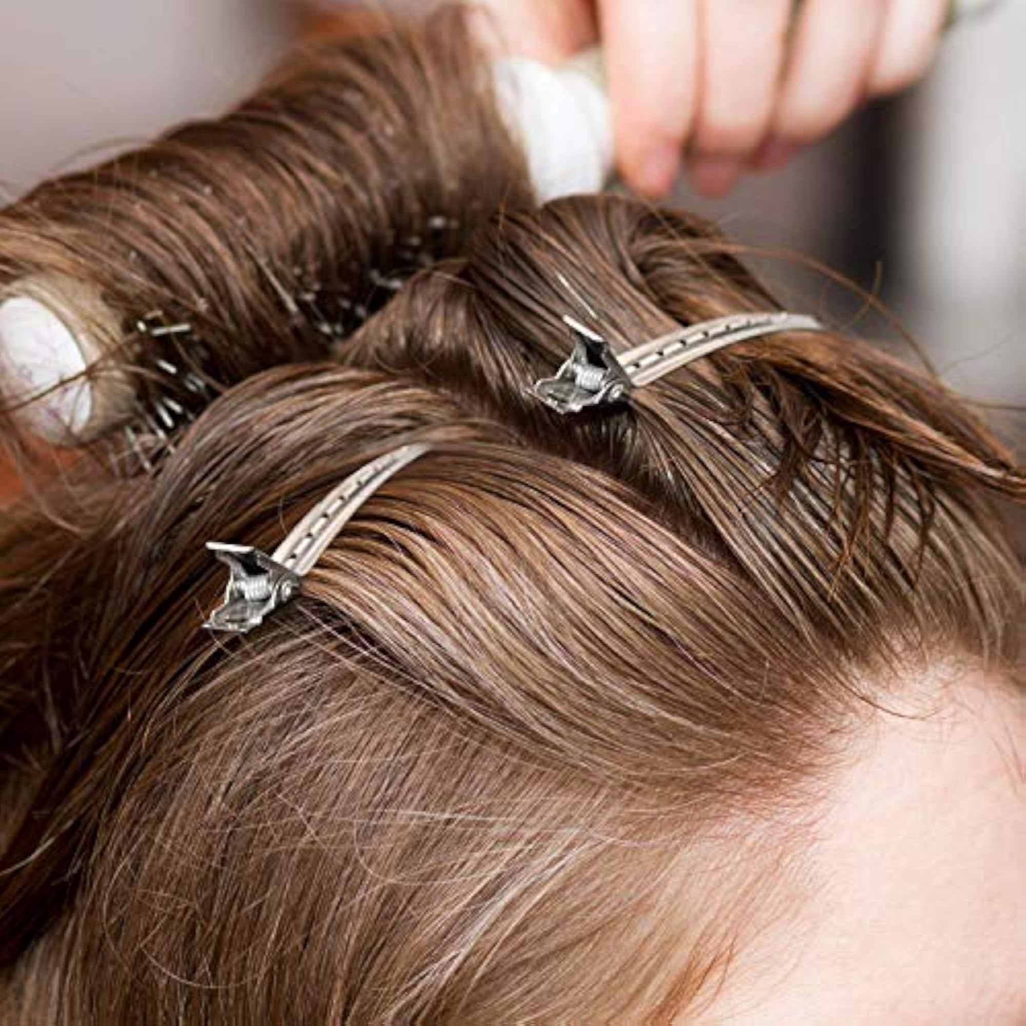12 Pcs Stainless Steel Duck Teeth Hair Section Pins