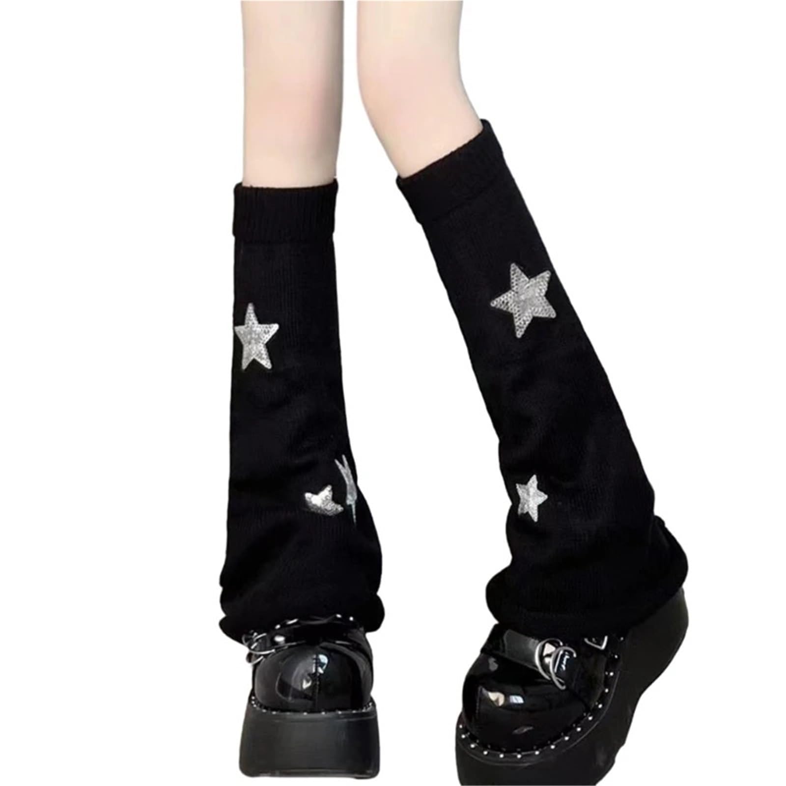 Legwarmers 2pairs Girls Leg Warmers Y2K Star Knitted Flared Leg Sleeves Goth Baggy Cuff Ankle Heap Socks Foot