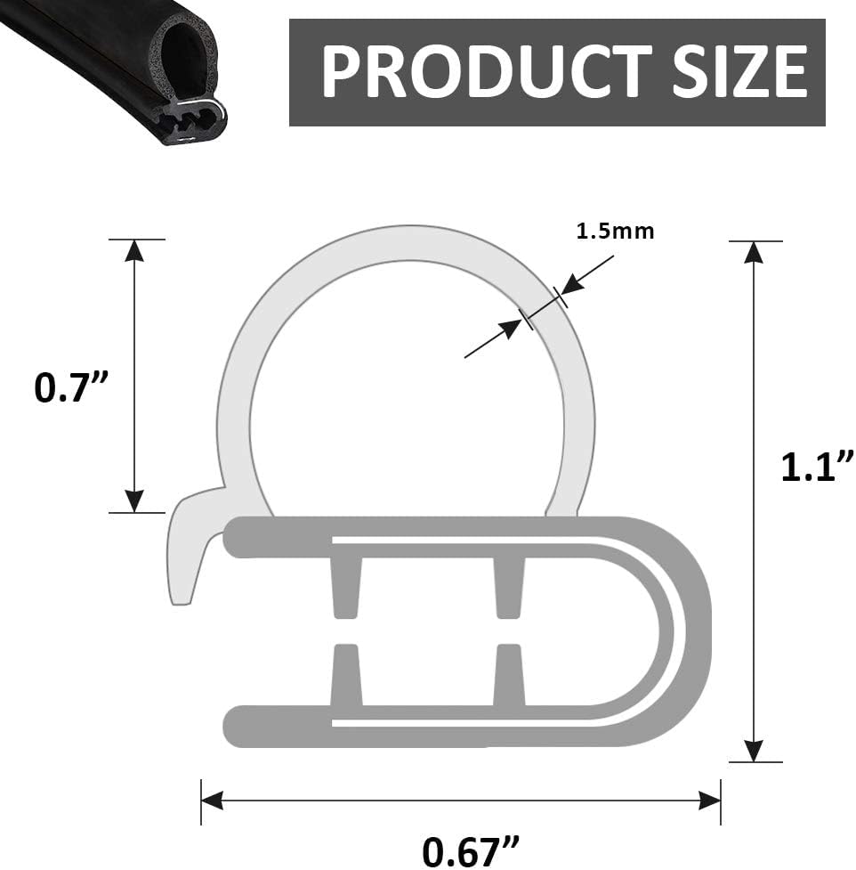 Image of Automotive Door Rubber Seal Strip Trim Seal with Side Bulb for Cars,Trucks, Boats, RVs and Home Applications, Car Door Weather Striping (40Ft)