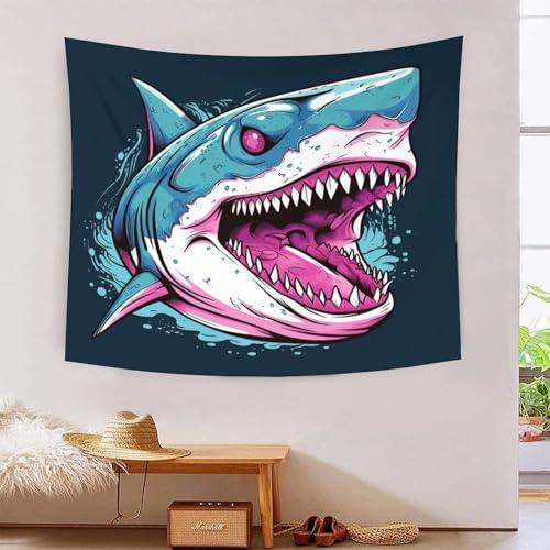 Poster tapisserie murale requin 3D tissu polyester doux decoration maison salon
