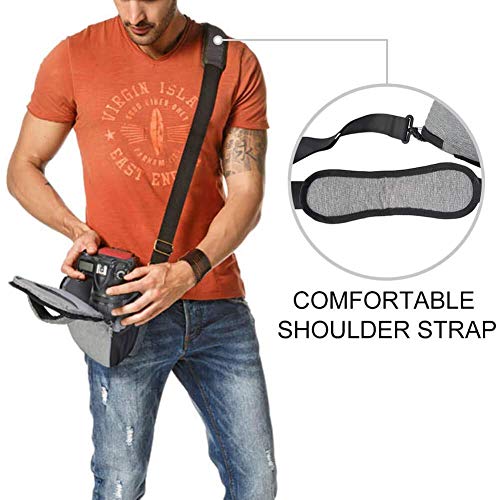 Image of Polyester D2 DSLR Camera Bag, Camera Case with Adjustable Shoulder Strap, Compatible for Nikon, Canon, Sony Cameras - Waterproof - Anti Shock (Grey)