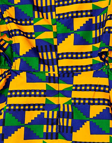 Image of Womens African Vintage Ruffle Trim Sleeve Ankara Tunic Swing Dress
