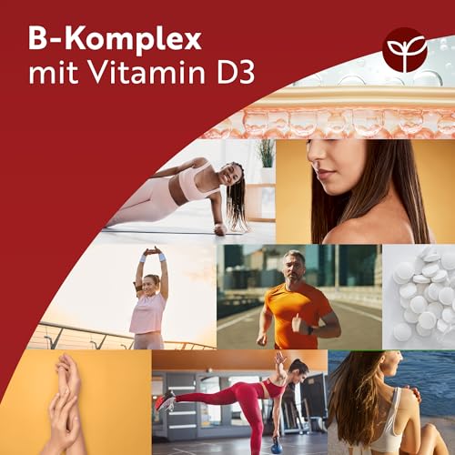 Vitamin B-Komplex - JAHRESVORRAT - Alle 8 B-Vitamine in 1 Tablette - Vitamin B1, B2, B3, B5, B6, B12, Biotin, Folsäure & Vitamin D3 - Premium: Mit aktiven Vitamin B-Formen - Hochdosiert