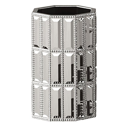 nu steel Chrome Resin Decorative Tumbler Cup for Bathroom Vanity Countertops for Rinsing, Drinking, Storing Dental Accessories and Organizing Makeup Brushes, Eye Liners